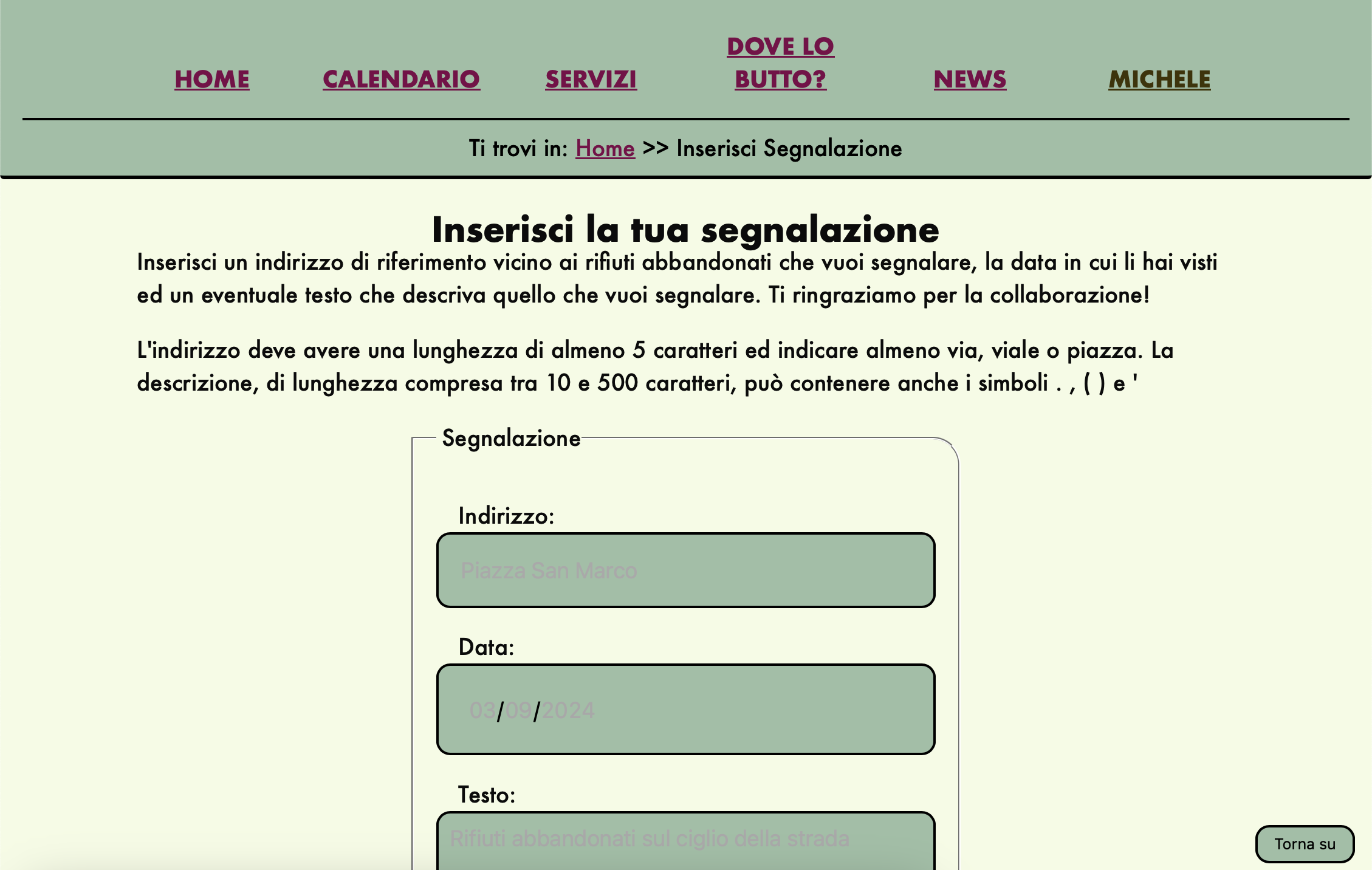 An example of an accessible form in Demeter 